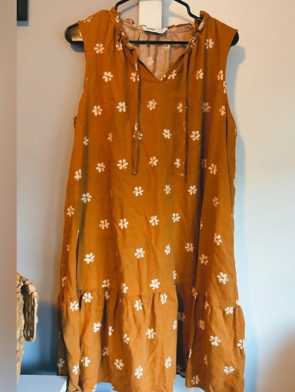 Sonoma Boho Mustard Yellow White Daisey Floral Dress Linen Blend Plus Size 4X